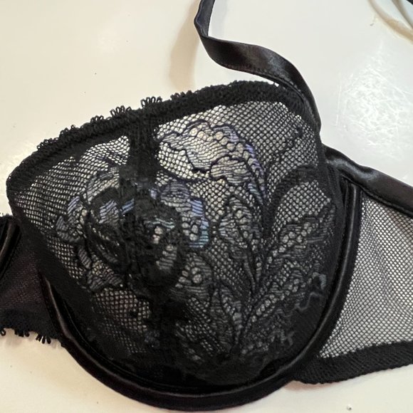 Beautiful Black & Blue Embroidered Bra 34C - Picture 4 of 7